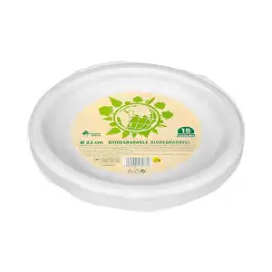 Plato llano biodegradable Bosque Verde Paquete 15 ud