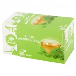 Té verde hierbabuena en bolsitas Carrefour Classic 20 ud.