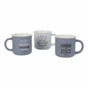 Set de 3 Mugs de Porcelana Vintage 390 ml - Azul