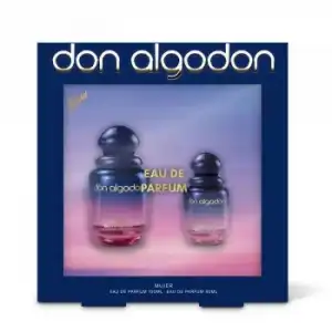 Set de Perfume Don Algodón Mujer: Agua de perfume 100 ml y Agua de perfume 30 ml.