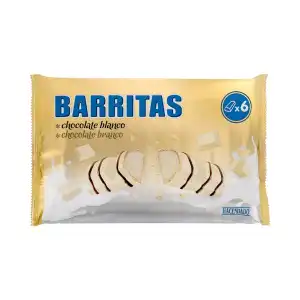 Barritas de barquillo Hacendado bañadas de chocolate blanco Paquete 0.135 kg