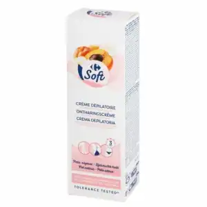 Crema depilatoria con aceite de semilla de albaricoque y manteca de karité para pieles normales Carrefour Soft