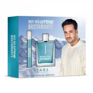 Estuche Bustamante Muy Mío Extreme: agua de colonia 100 ml y agua de colonia 10 ml.