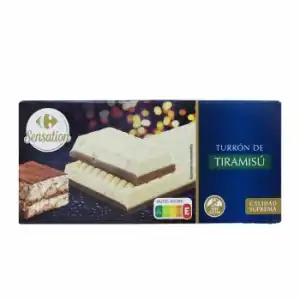 Turrón praliné de tiramisú Carrefour Sensation sin gluten 200 g.