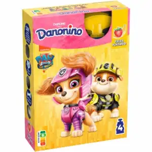 Yogur líquido de fresa y plátano Danone Danonino pack de 4 bolsitas de 70 g.