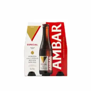 Cerveza Ambar Lager especial pack de 6 botellas de 25 cl.