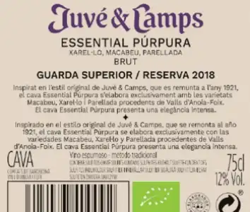 Estuche de 2 botellas de cava Juvé & Camps Essential Púrpura Brut ecológico 75 cl.