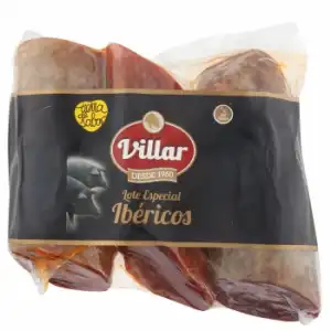 Lote Especial de Embutidos Ibéricos: Lomo de Cebo Ibérico 50% Raza Ibérica Villar sin gluten pieza de 275 g + Chorizo Ibérico Cular Villar sin gluten