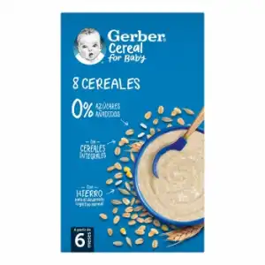 Papilla infantil desde 6 meses 8 cereales Gerber 475 g.