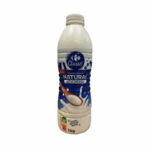 Yogur liquido natural azucarado Carrefour Classic 1 kg.