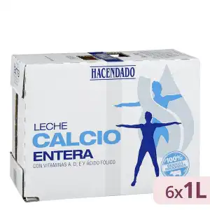 Leche entera calcio Hacendado 6 bricks X 1 L