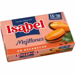 Mejillones en escabeche 13/18 Isabel sin gluten y sin lactosa 69 g.