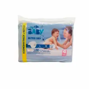 Pañales Carrefour Baby Ultra Dry Talla 4 (8-16 kg) 92 ud.