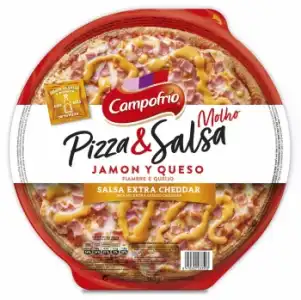 Pizza de jamón y queso con salsa cheddar Pizza & Salsa Campofrío 360 g.