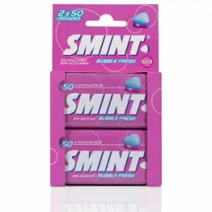 Caramelos bubble fresh sin azúcar Smint sin gluten pack de 2 unidades de 35 g.