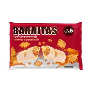 Barritas de barquillo Hacendado con relleno y cobertura de galleta caramelizada Paquete 0.12 kg