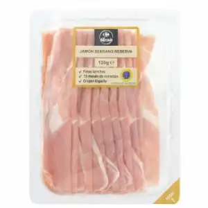 Jamón serrano reserva en lonchas Carrefour El Mercado 120 g