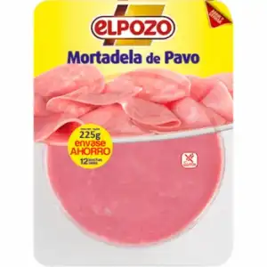 Mortadela de pavo en lonchas El Pozo sin gluten 225 g.