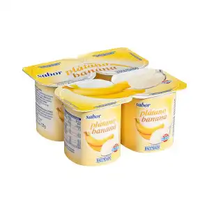 Yogur sabor plátano Hacendado 4 ud. X 0.125 kg