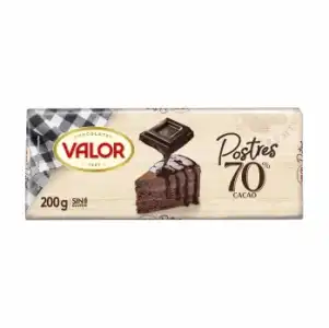 Chocolate negro 70% especial postres Valor sin gluten 200 g.