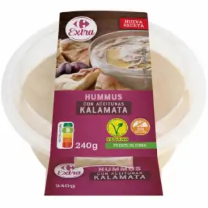 Hummus con aceitunas kalamata Carrefour Extrea sin gluten 240 g