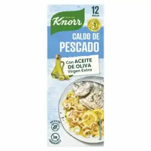 Caldo de pescado con un toque de aceite de oliva virgen extra Knorr sin gluten 12 pastillas