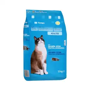 Comida gato adulto Compy con salmón, atún, frutas y verduras Paquete 10 kg