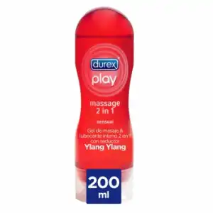 Gel de masaje y lubricante íntimo 2 en 1 con seductor ylang ylang Play Durex 200 ml.