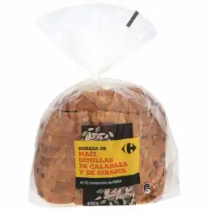 Pan de hogaza de maíz, semillas de calabaza y de girasol Carrefour 400 g.