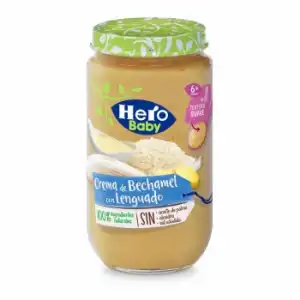 Tarrito de crema bechamel con lenguado desde 6 meses Hero Baby sin aceite de palma 235 g.
