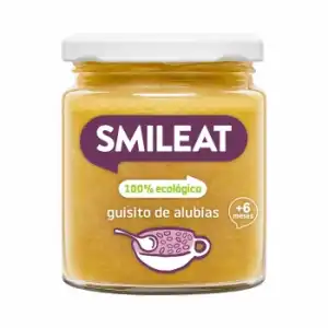 Tarrito de guisito de alubias desde 6 meses ecológico Smileat sin gluten 230 g.