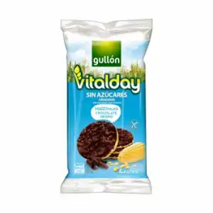 Tortitas de maíz con chocolate negro sin azúcares añadidos Vitalday Gullón sin gluten 100 g.