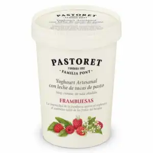 Yogur de frambuesa Pastoret sin gluten 500 g.