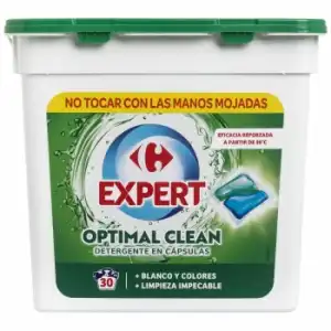 Detergente en cápsulas verde Expert Carrefour 30 ud.
