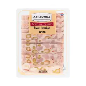 Galantina con aceituna y pimiento Hacendado finas lonchas Paquete 0.15 kg