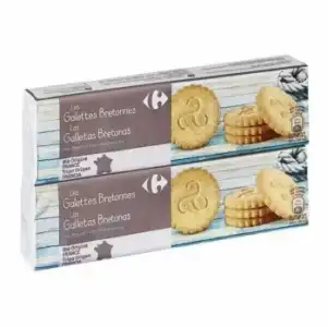 Galletas con mantequilla bretonas Carrefour pack de 2 unidades de 125 g.