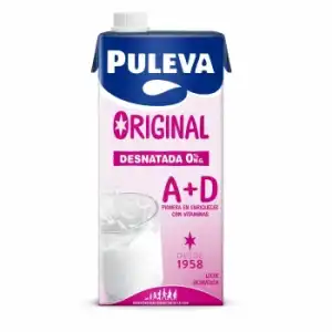 Leche desnatada con vitaminas A+D Puleva brik 1 l.