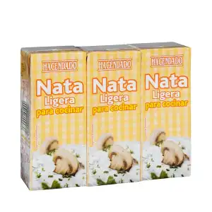 Nata ligera para cocinar Hacendado 3 mini bricks X 200 ml