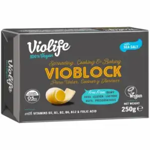 Vioblock con sal para untar, cocinar y hornear en pastilla Violife sin gluten sin lactosa 250 g.