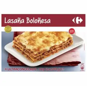 Lasaña boloñesa Carrefour pack de 2 unidades de 500 g.