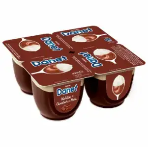 Natillas de chocolate con nata Danone Danet pack de 4 unidades de 100 g.