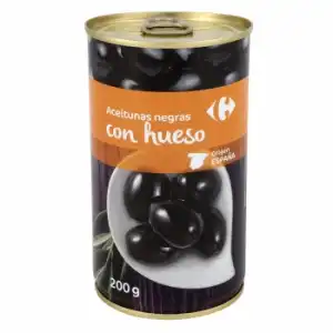 Aceitunas negras Cacereñas con hueso Carrefour 200 g.