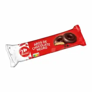 Aros de chocolate negro Carrefour 150 g.