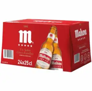 Cerveza Mahou 5 Estrellas especial pack de 24 botellas de 25 cl.