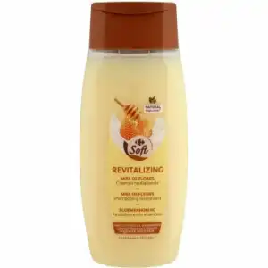 Champú revitalizante miel de flores para cabellos frágiles Carrefour Soft 400 ml.