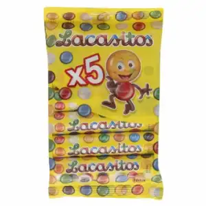 Grageas de chocolate Lacasitos Lacasa sin gluten pack de 5 unidades de 20 g.