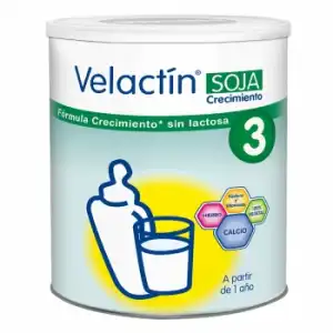 Leche infantil de crecimiento desde 1 año a base de proteína de soja Velactín sin lactosa 800 g.