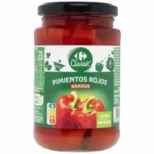 Pimiento morrón asado entero Carrefour sin lactosa 220 g.