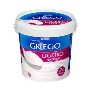 Yogur griego ligero natural Hacendado 2% m.g Bote 1 kg