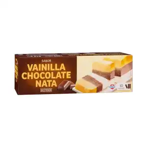 Barra de helado sabor vainilla, chocolate y nata Hacendado Caja 1 L